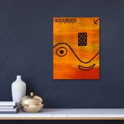 Orange Smile Unique Abstract Oil Painting