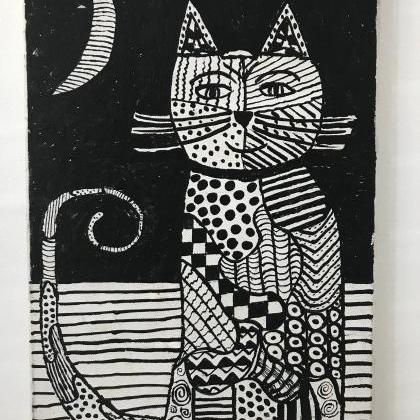 Patchwork Cat Canvas | Wall Art Hom..