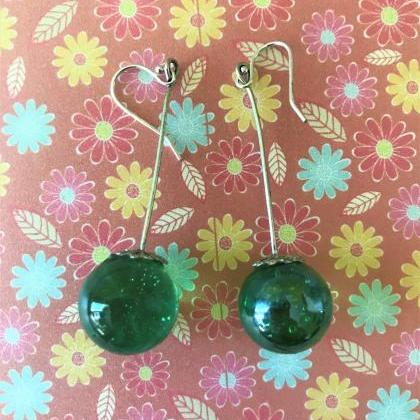 Beautiful Green Marble Recycled Earrings