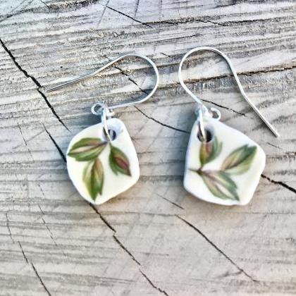 Sweet Little Vintage Recycled China Leaf Dangle..
