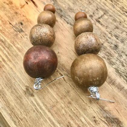 Gorgeous Recycled African Wooden Beads Earrings..