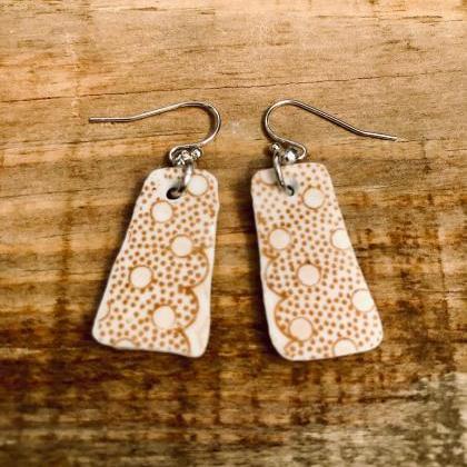 Sweet Vintage Recycled China Coffee Gold Dangle..