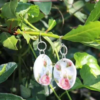 Sweet Vintage Recycled China Floral Dangle..