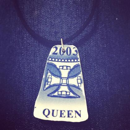 Vintage Bone China Queen Blue Pendant
