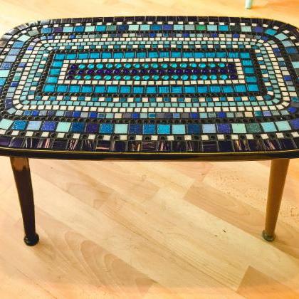 Wonky Blue Mid Century Vintage Coffee Table