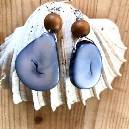 Gorgeous Lilac Boho Tagua Nut Dangle Earrings With..