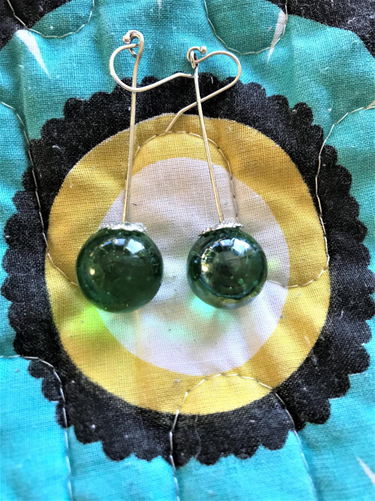 Beautiful Green Marble Recycled Earrings