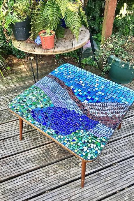 Meet ‘Escape to the country’ handcrafted unique mosaic vintage coffee table