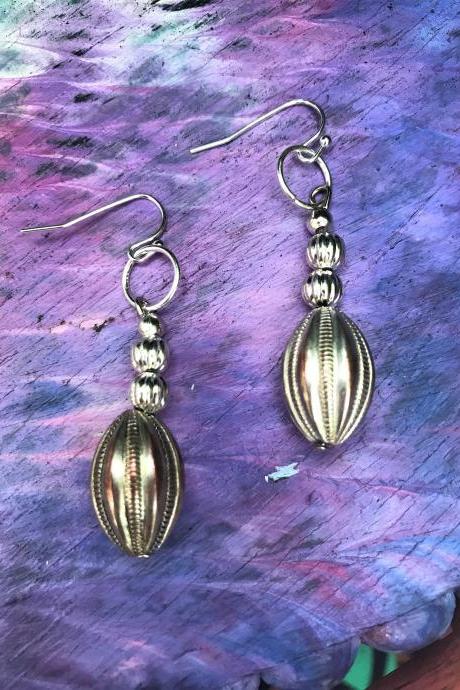 Sweet silver BoHo bead dangle earrings