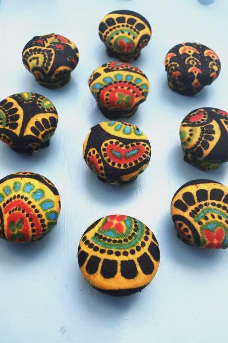 Bohemian style Decoupage Decorated Drawer Knobs set of 10
