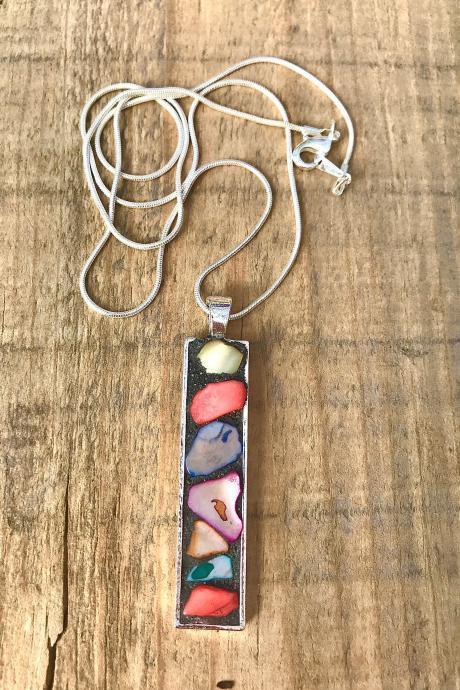 Mosaic abalone mixed colour pendant
